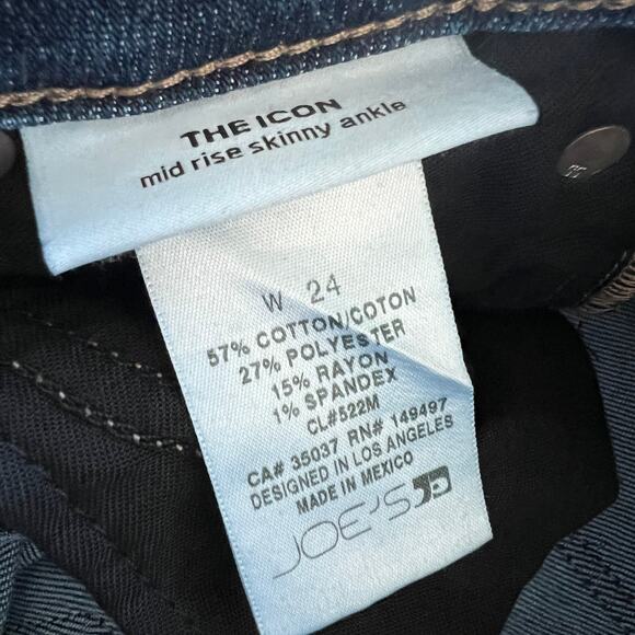 Joes Jeans The Icon Midrise Skinny Ankle Size 24 Blue - Picture 4 of 13